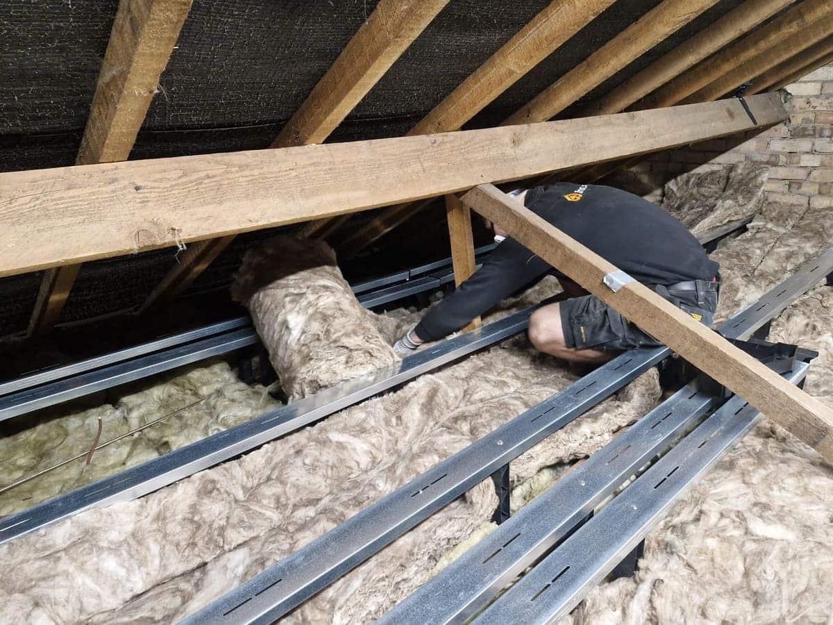 loft boarding insulation installation under raised loft boarding