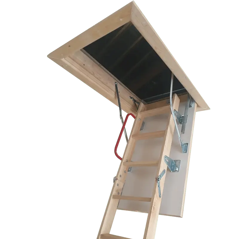 timber wooden loft ladder on transparent background
